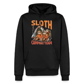 Sloth Camping Team - Männer Premium Bio Hoodie - Schwarz - Vorne - Nico (187cm)