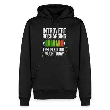 Introvert Recharging I Peopled Too Much Today 4 - Männer Premium Bio Hoodie - Schwarz - Vorne - Nico (187cm)