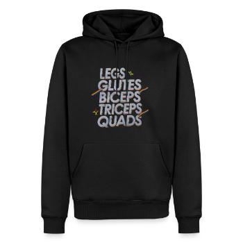 Legs Glutes Biceps Triceps Quads 4 - Männer Premium Bio Hoodie - Schwarz - Vorne - Nico (187cm)