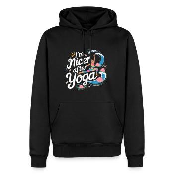 I'm Nicer After Yoga 6 - Männer Premium Bio Hoodie - Schwarz - Vorne - Nico (187cm)
