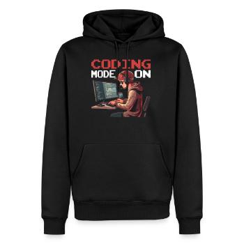 Coding Mode On 2 - Männer Premium Bio Hoodie - Schwarz - Vorne - Nico (187cm)