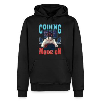 Coding Mode On - Männer Premium Bio Hoodie - Schwarz - Vorne - Nico (187cm)