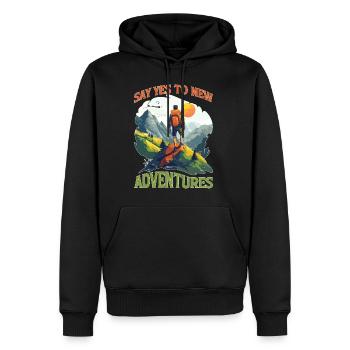 Say Yes To New Adventures 6 - Männer Premium Bio Hoodie - Schwarz - Vorne - Nico (187cm)