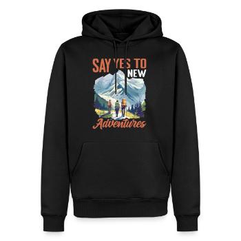 Say Yes To New Adventures 5 - Männer Premium Bio Hoodie - Schwarz - Vorne - Nico (187cm)