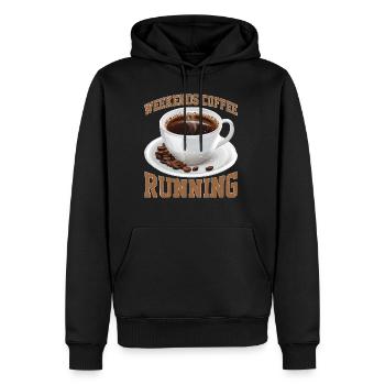 Weekends Coffee Running 2 - Männer Premium Bio Hoodie - Schwarz - Vorne - Nico (187cm)