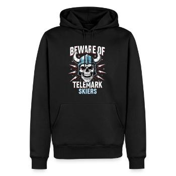 Crâne Telemark Ski Talon Libre Talon Ski De Randonnée - Sweat à capuche Premium bio Homme - noir - Devant - Nico (187cm)