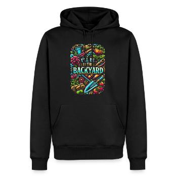 I'll Be In The Backyard 7 - Männer Premium Bio Hoodie - Schwarz - Vorne - Nico (187cm)