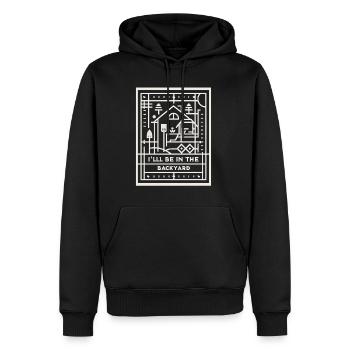 I'll Be In The Backyard 8 - Männer Premium Bio Hoodie - Schwarz - Vorne - Nico (187cm)