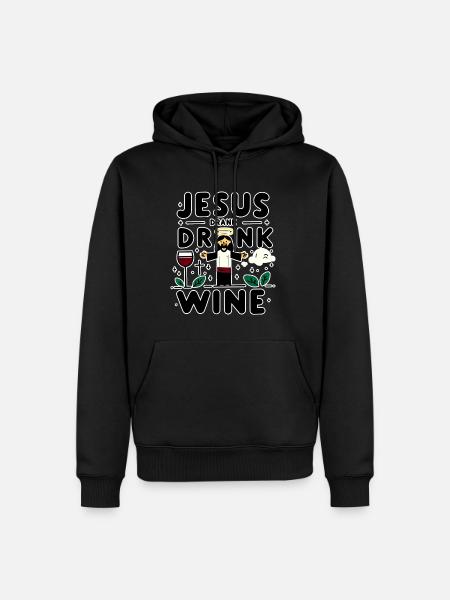 Jesus Drank Wine 7 - Männer Premium Bio Hoodie - Schwarz