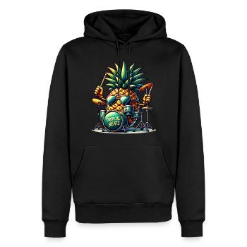 Tropical Beats ananas tambour illustration - Sweat à capuche Premium bio Homme - noir - Devant - Nico (187cm)