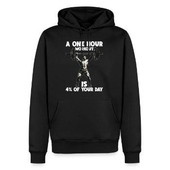 A One Hour Workout Is 4% Of Your Day 6 - Männer Premium Bio Hoodie - Schwarz - Vorne - Nico (187cm)