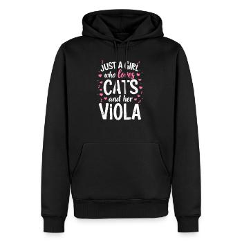 Viola Chat Altiste Chats Amour - Sweat à capuche Premium bio Homme - noir - Devant - Nico (187cm)
