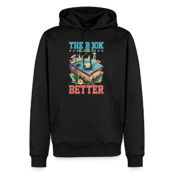 The Book Is Always Better - Männer Premium Bio Hoodie - Schwarz - Vorne - Nico (187cm)