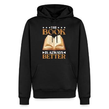 The Book Is Always Better 2 - Männer Premium Bio Hoodie - Schwarz - Vorne - Nico (187cm)