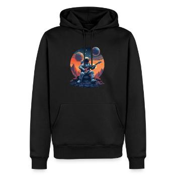 Bass Musiker Astronaut im All Moon Gitarre Bassist - Männer Premium Bio Hoodie - Schwarz - Vorne - Nico (187cm)