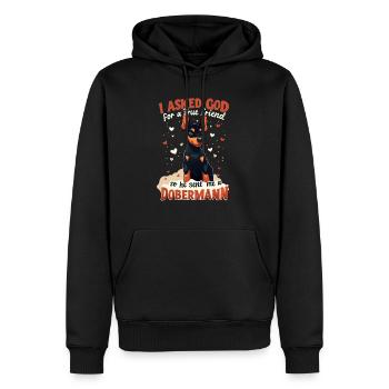 Dobermann Freund Friend Cute Welpe - Männer Premium Bio Hoodie - Schwarz - Vorne - Nico (187cm)