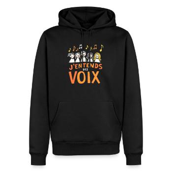 J'entends des voix Chef de Chœur Chanteur Chorale - Sweat à capuche Premium bio Homme - noir - Devant - Nico (187cm)