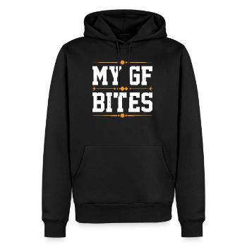 My GF Bites 7 - Männer Premium Bio Hoodie - Schwarz - Vorne - Nico (187cm)