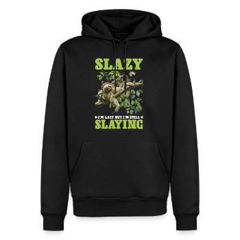 Slazy I'm Lazy But I'm Still Slaying 2 - Männer Premium Bio Hoodie - Schwarz - Vorne - Nico (187cm)