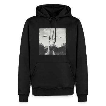 Unicorn Selfie with UFO Weird 50s Photo - Männer Premium Bio Hoodie - Schwarz - Vorne - Nico (187cm)