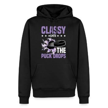 Classy Until The Puck Drops 32 - Männer Premium Bio Hoodie - Schwarz - Vorne - Nico (187cm)
