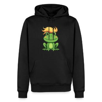 Je sais où la grenouille a les boucles drôles de cheveux - Sweat à capuche Premium bio Homme - noir - Devant - Nico (187cm)