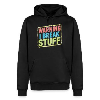 Warning I Break Stuff 21 - Männer Premium Bio Hoodie - Schwarz - Vorne - Nico (187cm)