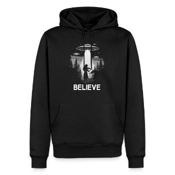 Violon Viola Alien OVNI Croire - Sweat à capuche Premium bio Homme - noir - Devant - Nico (187cm)