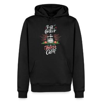Peut Contenir des Traces de Cidre Humour - Sweat à capuche Premium bio Homme - noir - Devant - Nico (187cm)
