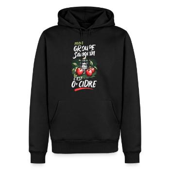 Meine Blutgruppe 0+ Cidre Apfelwein Fun - Männer Premium Bio Hoodie - Schwarz - Vorne - Nico (187cm)