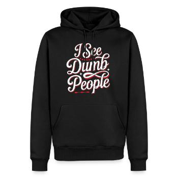 I See Dumb People 19 - Männer Premium Bio Hoodie - Schwarz - Vorne - Nico (187cm)