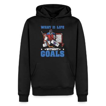 What Is Life Without Goals 35 - Männer Premium Bio Hoodie - Schwarz - Vorne - Nico (187cm)