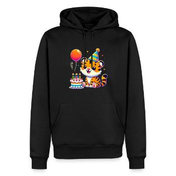 Tiger Kid Celebrating Birthday - Männer Premium Bio Hoodie - Schwarz - Vorne - Nico (187cm)