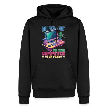 No I Will Not Fix Your Computer For Free - Männer Premium Bio Hoodie - Schwarz - Vorne - Nico (187cm)