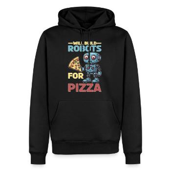 Will Build Robots For Pizza - Männer Premium Bio Hoodie - Schwarz - Vorne - Nico (187cm)