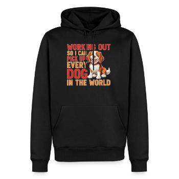 Working Out So I Can Pick Up Every Dog - Männer Premium Bio Hoodie - Schwarz - Vorne - Nico (187cm)