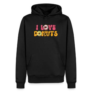 Ich liebe Donuts - Donuts Liebhaber Spruch - Männer Premium Bio Hoodie - Schwarz - Vorne - Nico (187cm)