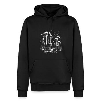 Cool Mushroom Fungi Artwork as Sketch - Men’s Premium Organic Hoodie - black - Front - Nico (187cm)
