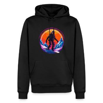 Snowboard ou ski puis après-ski - Sweat à capuche Premium bio Homme - noir - Devant - Nico (187cm)