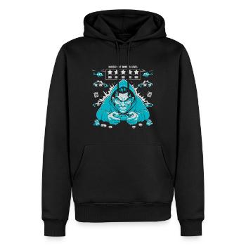 Open World Gamer Design - Männer Premium Bio Hoodie - Schwarz - Vorne - Nico (187cm)
