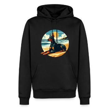 Doberman On The Beach - Men’s Premium Organic Hoodie - black - Front - Nico (187cm)