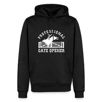 Professionel portåbner - Herre Premium økologisk hoodie - sort - Foran - Nico (187cm)