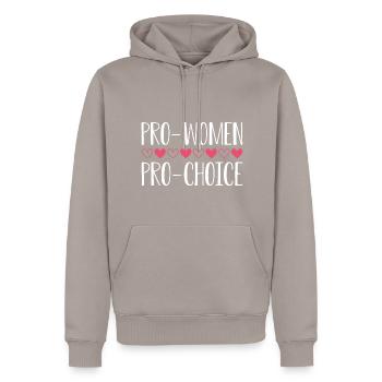 Pro Femmes Pro Choix - Sweat à capuche Premium bio Homme - taupe - Devant - Nico (187cm)