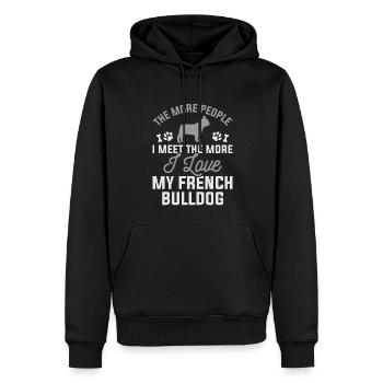 Ich liebe meine französische Bulldogge - Männer Premium Bio Hoodie - Schwarz - Vorne - Nico (187cm)
