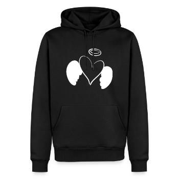 engel herz liebe symbol flügel - Männer Premium Bio Hoodie - Schwarz - Vorne - Nico (187cm)