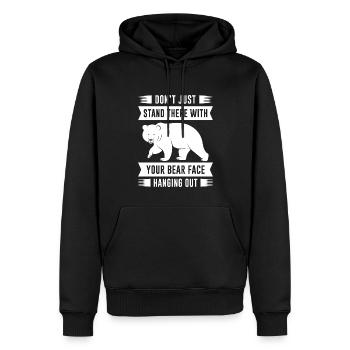 Votre visage d’ours qui traîne - Sweat à capuche Premium bio Homme - noir - Devant - Nico (187cm)