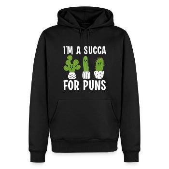 Je suis un succa pour les jeux de mots - Sweat à capuche Premium bio Homme - noir - Devant - Nico (187cm)