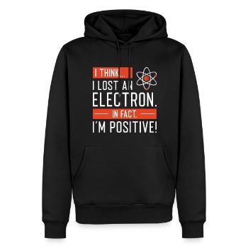 Je pense que j’ai perdu un électron en fait je suis positif - Sweat à capuche Premium bio Homme - noir - Devant - Nico (187cm)