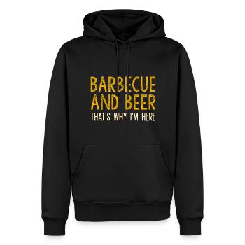 Barbecue et bière, c’est pourquoi je suis ici - Sweat à capuche Premium bio Homme - noir - Devant - Nico (187cm)