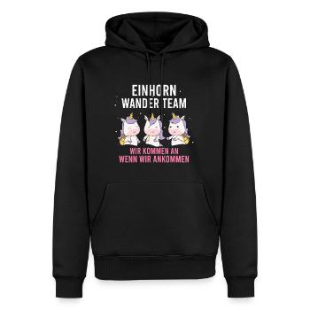 Einhorn Wanderteam Einhorn Wander Team - Männer Premium Bio Hoodie - Schwarz - Vorne - Nico (187cm)